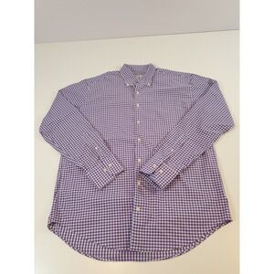 Peter Millar Shirt Mens Large Purple White Gingham Check Summer Comfort Stretch